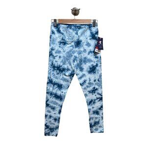 Champion Women’s Size M‎ Blue White Tie Dye Crush-Dye Leggings NWT